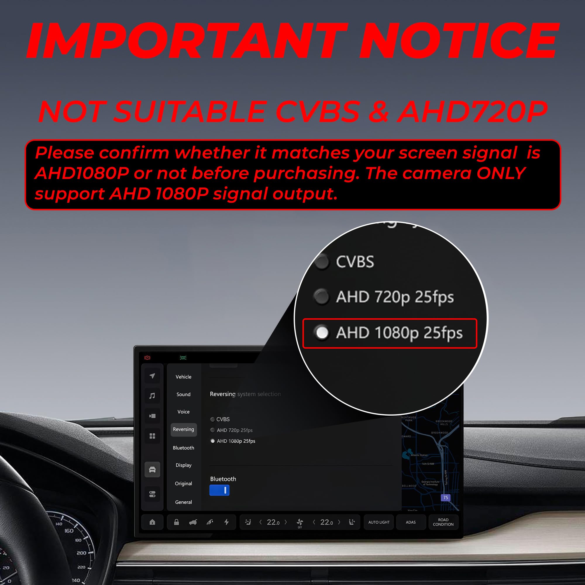 Caméra de recul AHD 1080P pour voiture, Caméras de recul pour voiture à installer 170° grand angle avec vision nocturne IP69K étanche, Caméras de recul universelles pour camping-car, SUV, pickup