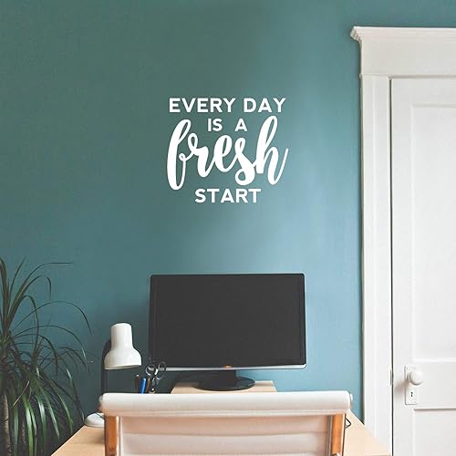 Miniatura 2 de Calcomanía de vinilo para pared, Every Day is A Fresh Start - 15.5 x 18 pulgadas - Etiqueta engomada inspiradora moderna con cita positiva para el