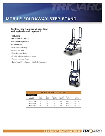 Tri-Arc KDMF102166 2-Step Mobile/Folding Steel Step Stand
