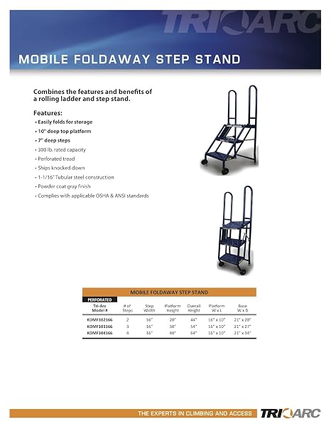 Tri-Arc KDMF102166 2-Step Mobile/Folding Steel Step Stand