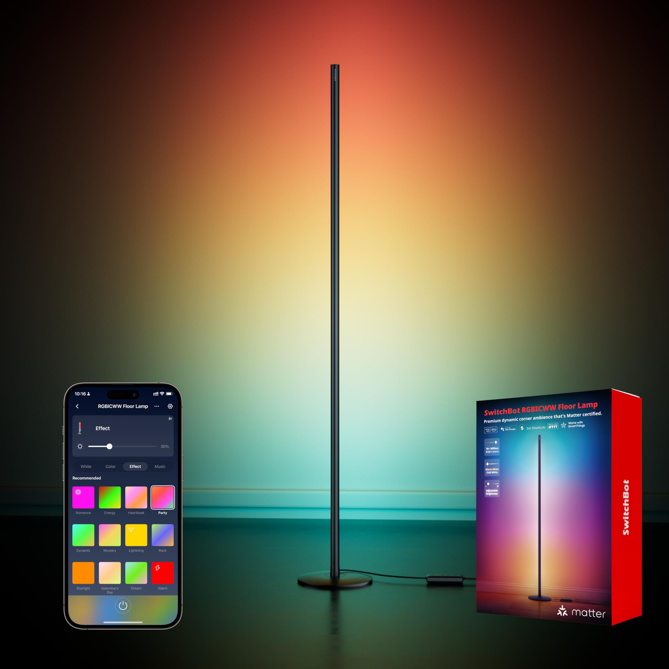 【Compatible with Alexa認定】SwitchBot _corg SwitchBot Smart Floor Lamp RGBICWW Voice/App Controlled Works with