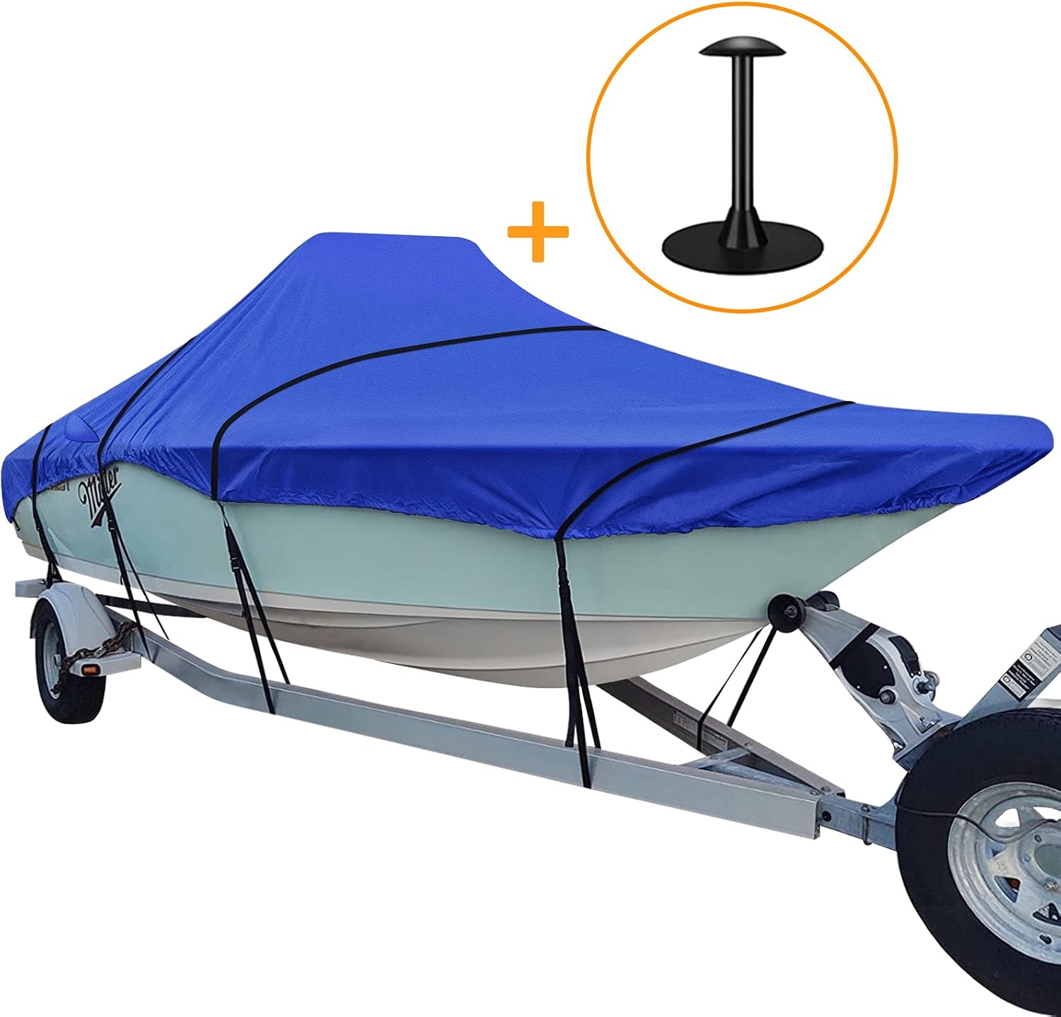 iCOVER Trailerable Boat Cover, 600D Heavy Duty Boat Cover Fits V-Hull Center Console Boat, Boat Cover Support Pole Included : Sports & Outdoors