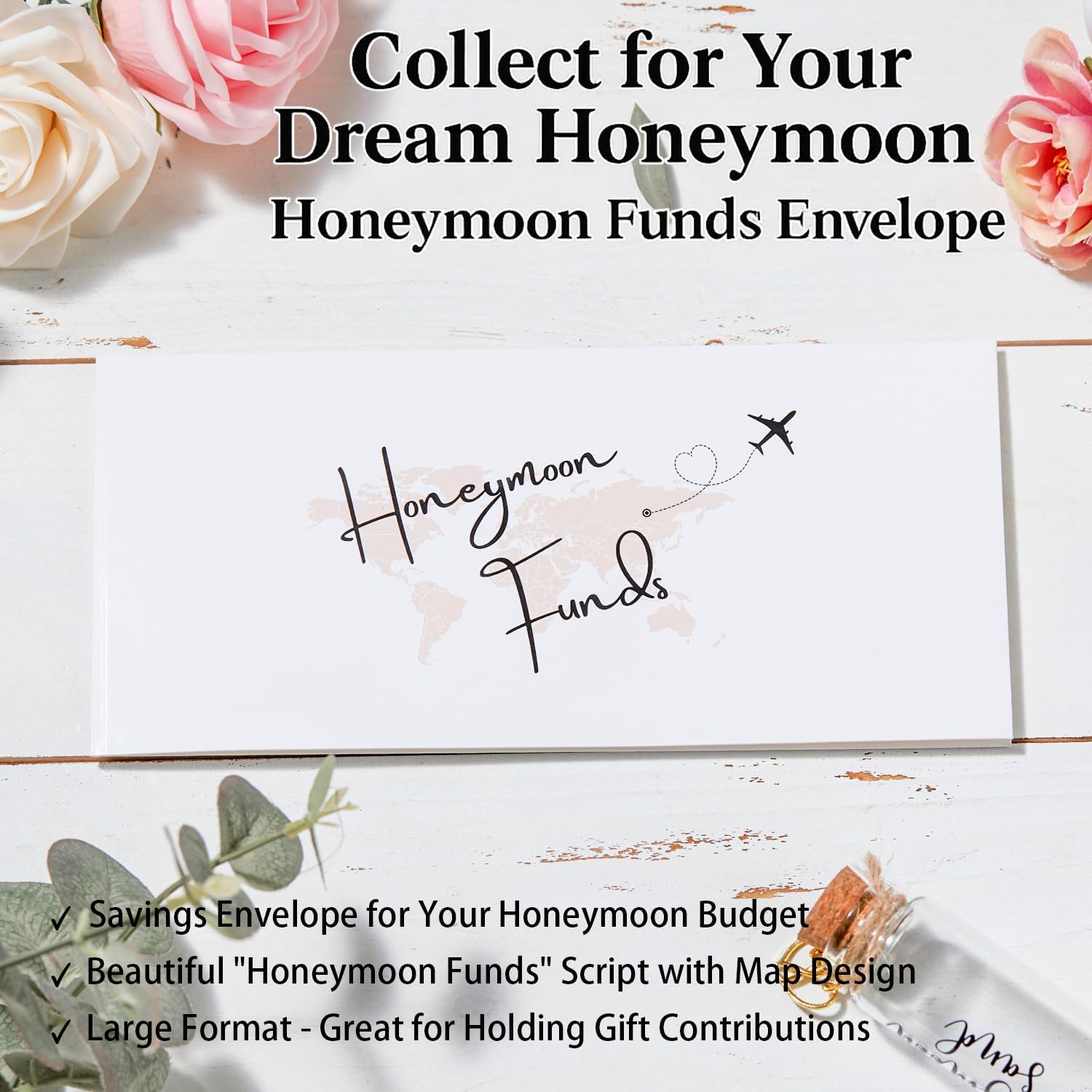 Mr and Mrs Honeymoon Travel Gift Set, Includes Embroidered Passport Covers, Luggage Tags, Eye Masks, Honeymoon Sand Keepsake Jar, Picture Frame, Honeymoon Funds Envelope (Classic)