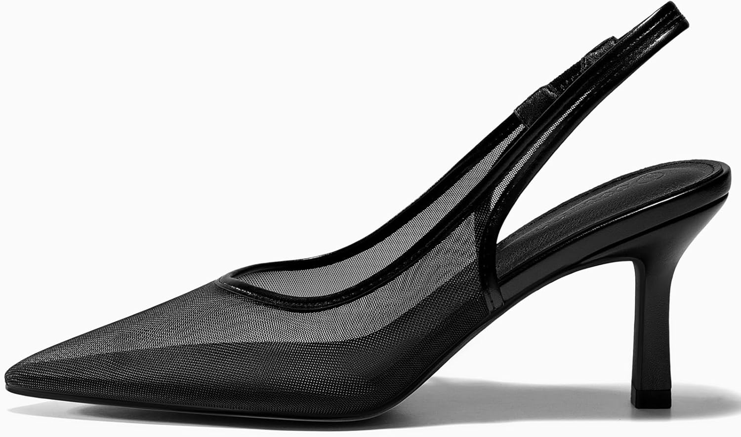 Coutgo Womens Slingback Kitten Heels Closed Pointed Toe Low Heel Mesh Pumps Sexy Dress Shoes Black - Image 4