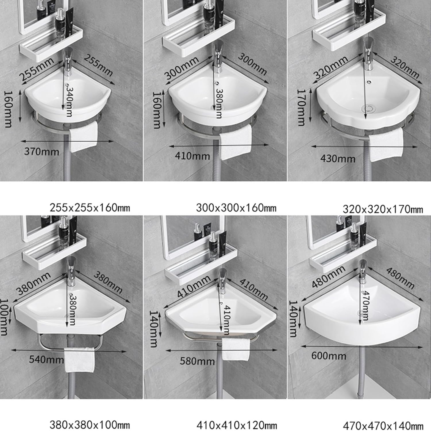 Wall Mounted Bathroom Sink, Small Corner Bathroom Vanity Cabinet,Ceramic Vessel Sink, For Small Space Wall Mounted Cabinet Set Design,for Small Space Basement Small Rv Business Restaurant ( Color : Ho