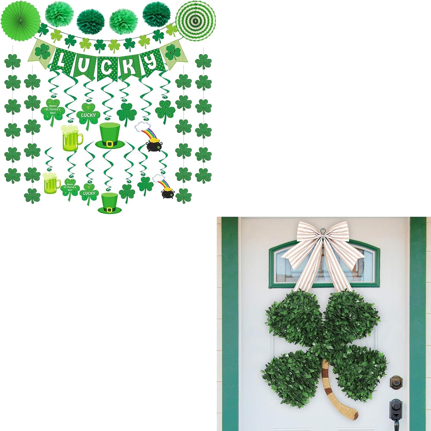 DAZONGE St. Patrick's Day Decorations, 40ct St. Patrick's Day Decorations Kit, St Patricks Day Shamrock Wreath, Saint Patrick's Day Party Favor