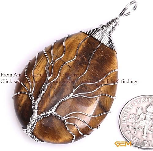 Miniatura 4 de GEM-Inside - Colgante de lágrima de 1.181 x 2.165 in, hecha a mano, de malla, atrapasueños, forma de gota de agua, cuentas de chakra, ojo de tigre