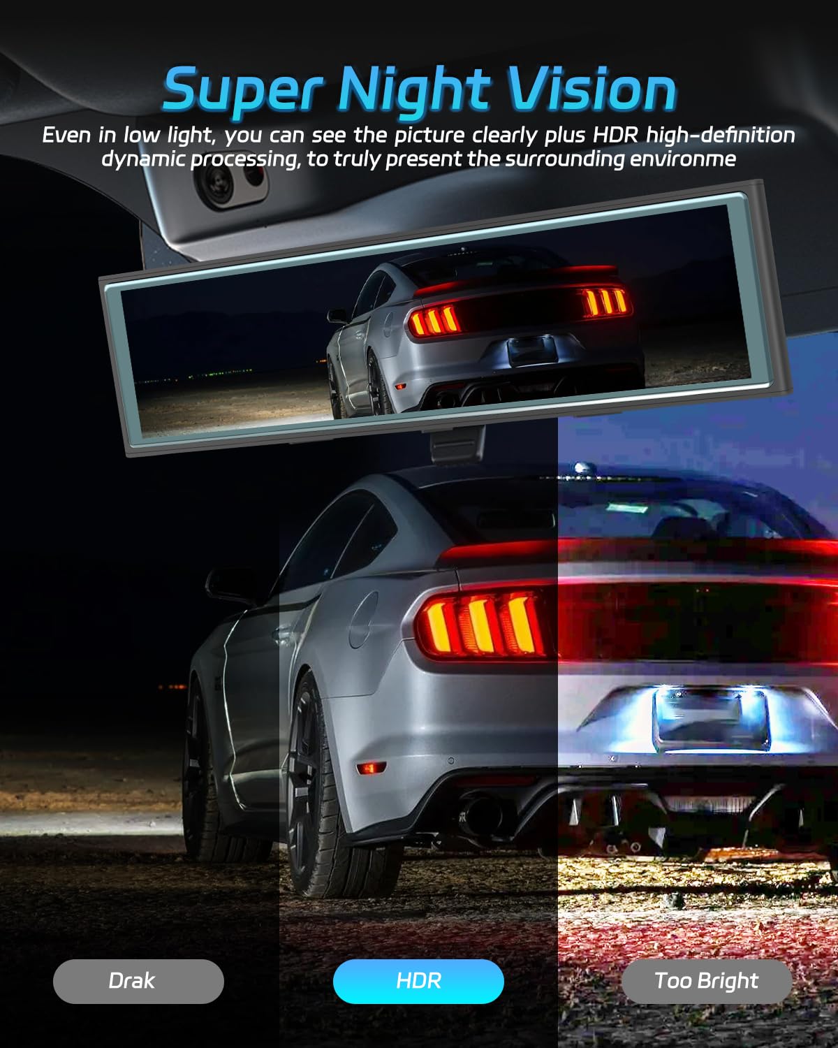 NHOPEEW Espejo retrovisor de 10,99 Pulgadas con cámara Frontal 4K - CarPlay inalámbrico y Android Auto - Compatible con Mirror Link Transmisión FM Visión Nocturna Conexión WiFi