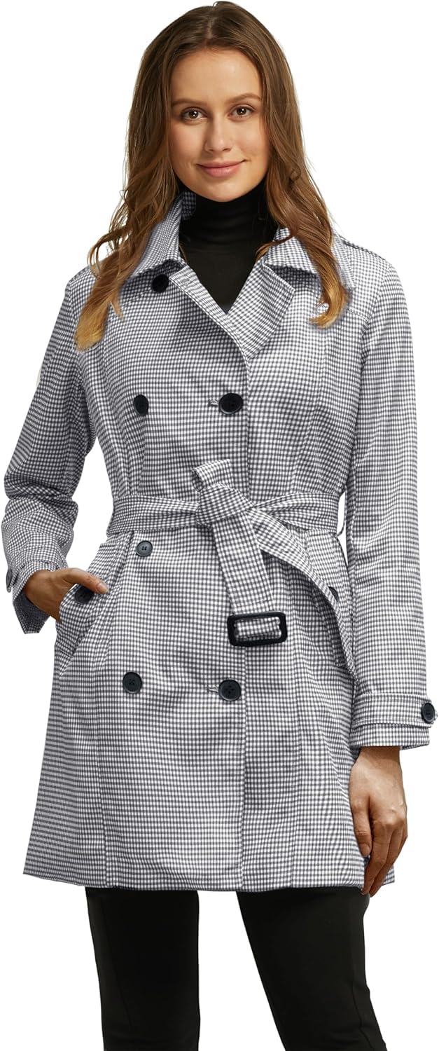 Wantdo Cappotto Donna Primaverile Leggero Classico Trench Doppiopetto Lungo Parka Impermeabile Antivento Trenchoat con Cintura