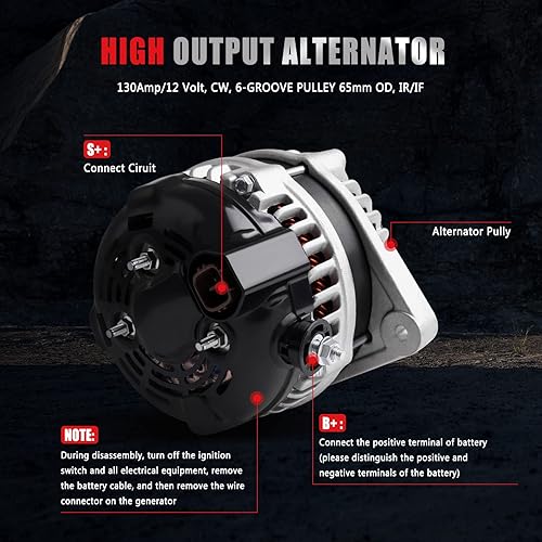 Miniatura 4 de AND0339 11150 11151 31100-RDJ-A01 Alternador compatible con Acura MDX RL TL para Honda Odyssey Pilot Ridgeline 3.2 3.5L 3.7L, 11099 Alternador de