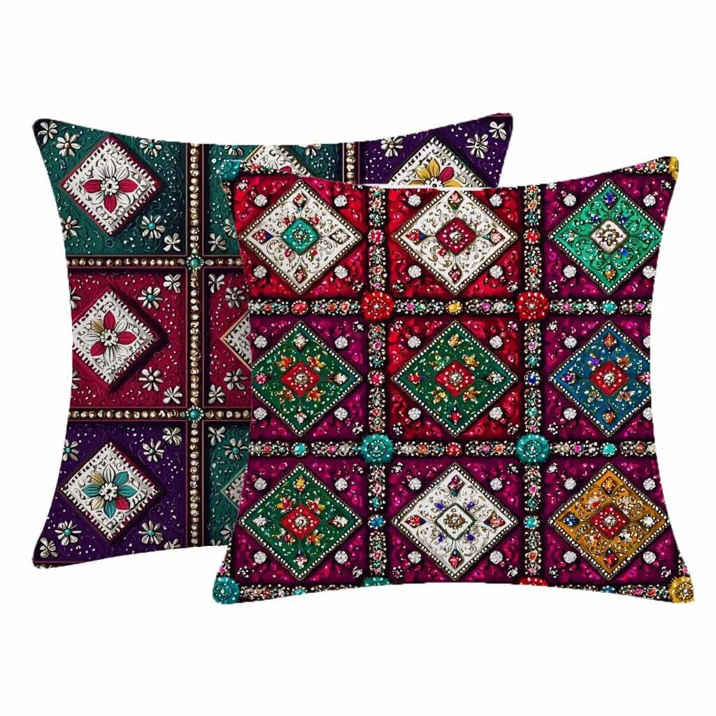 Housse coussin en lin couleur geometrie decoration haut de gamme 55x55