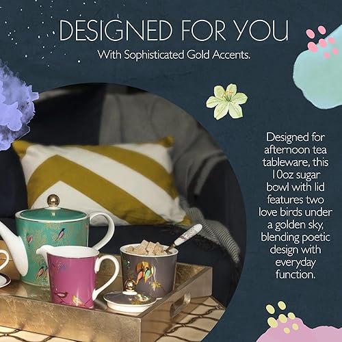 Miniatura 4 de Portmeirion Sara Miller London Chelsea - Azucarero cubierto  Tarro de azúcar de 10 onzas para barra de café, hogar y encimera de cocina  Hecho de