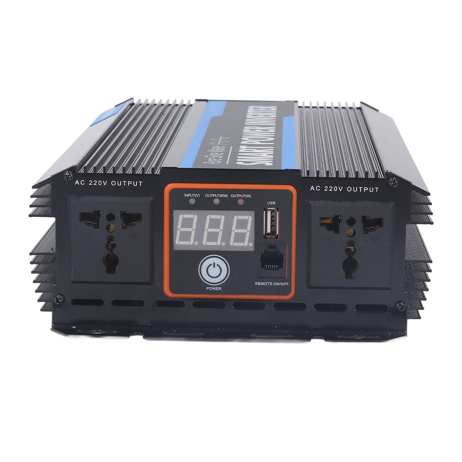FTVOGUE Przetwornica Czystej Fali Sinusoidalnej Przetwornica Samochodowa ze Stopu Aluminium DC12V na AC220V 6000W z Wyświetlaczem LED Port USB 2 Gniazda AC do Użytku w Pojazdach z Układem Słonecznym