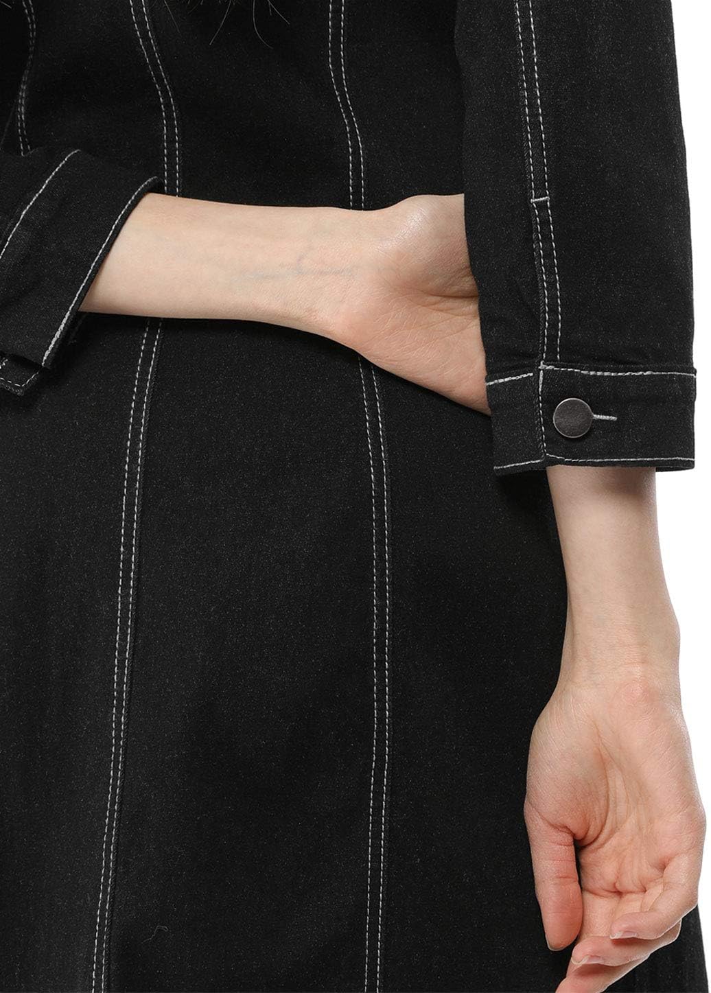 Allegra K Women's Button Down Denim Dress 3/4 Sleeve Summer 2025 Jeans Mini Dress - Image 6