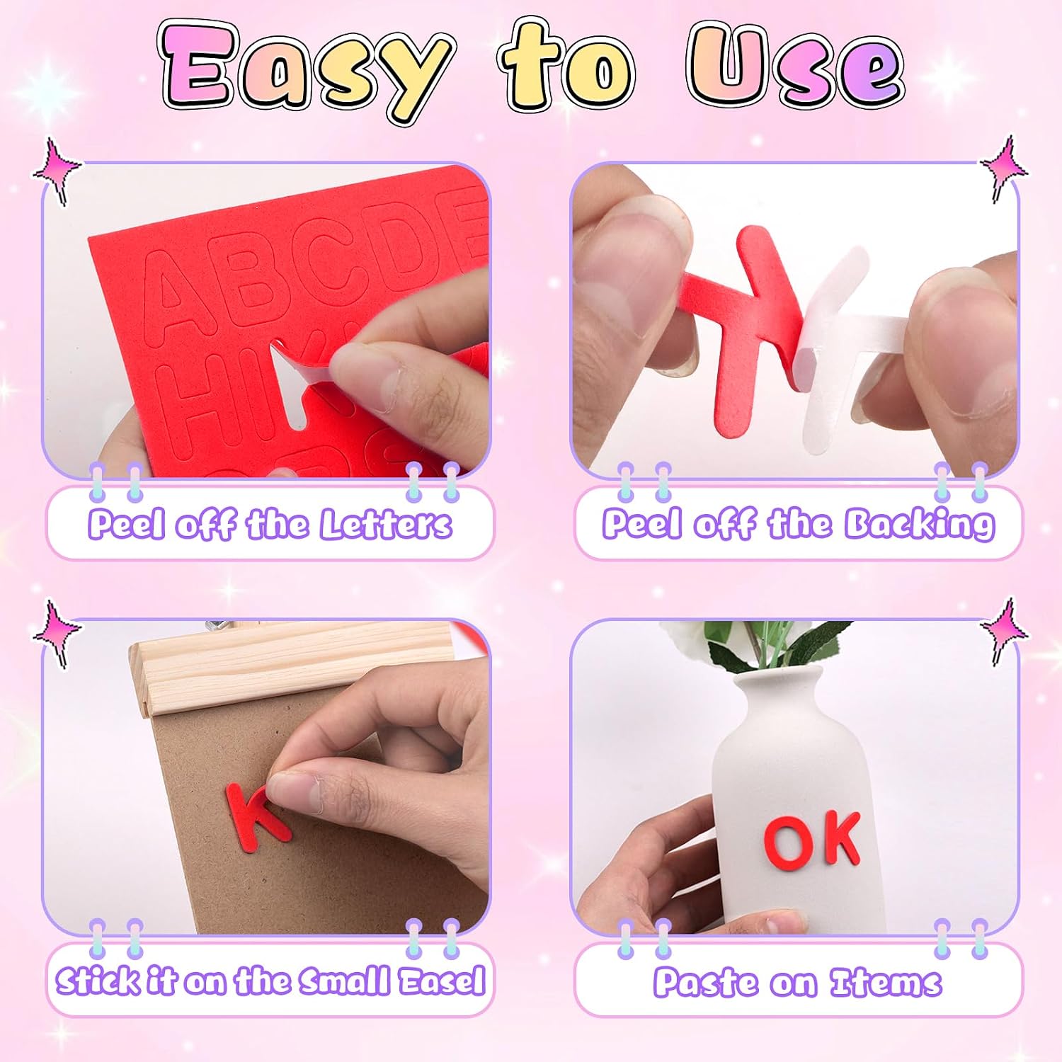 1312Pcs Foam Letter Stickers,Self-Adhesive Alphabet Sticker,8 Vibrant Color image 4