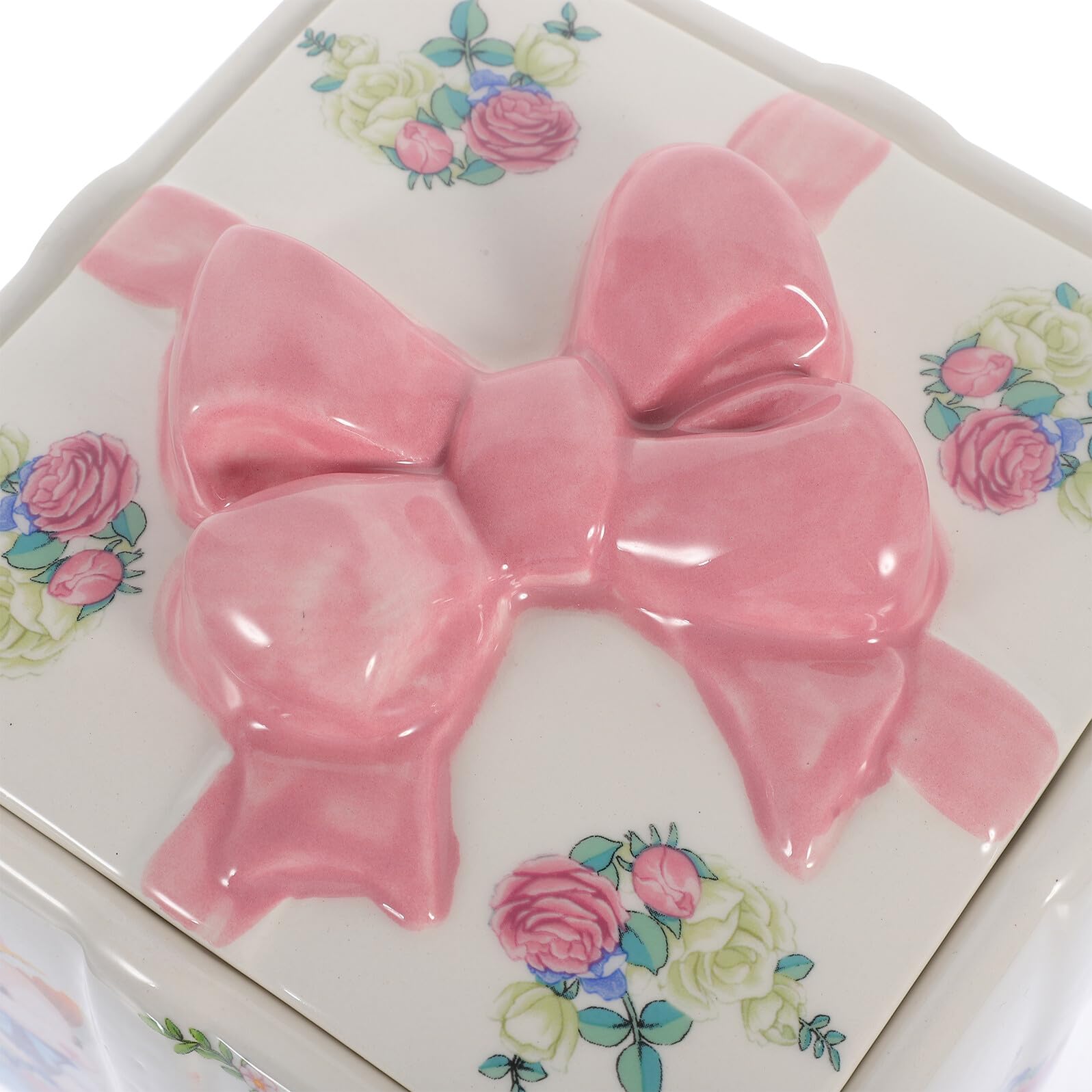 Toyvian Keramikdose mit Osterhasenmuster Große Vorratsdose mit Deckel Vielseitiger Süßigkeiten und Schmuckbehälter für Ostern