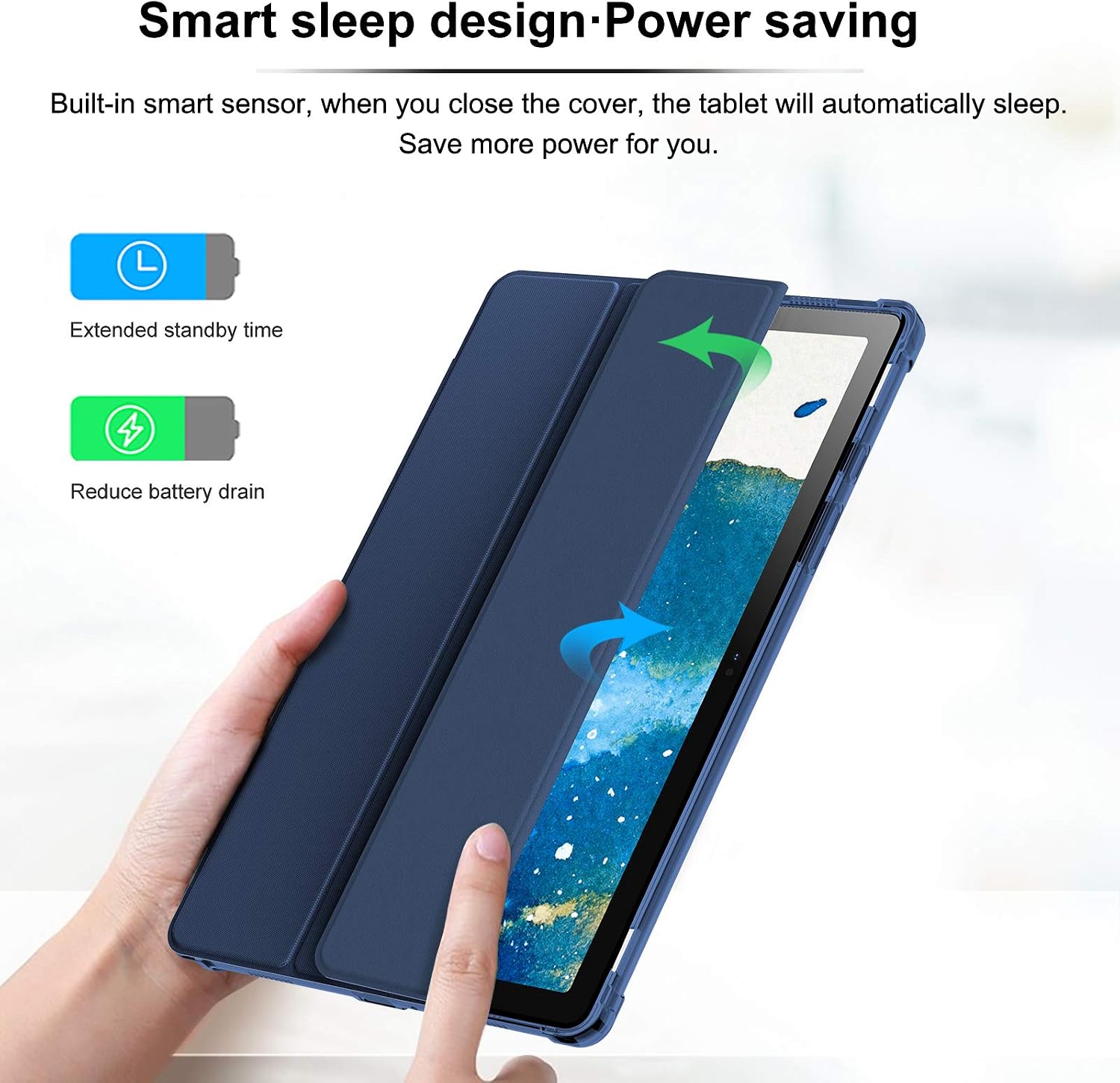 INFILAND Galaxy Tab A7 10.4 2020 Case, Smart Stand Case Cover with Frosted Translucent Back Fit Samsung Galaxy Tab A7 10.4-inch Model SM-T500/T505/T507 2020 Tablet [Auto Wake/Sleep], Navy