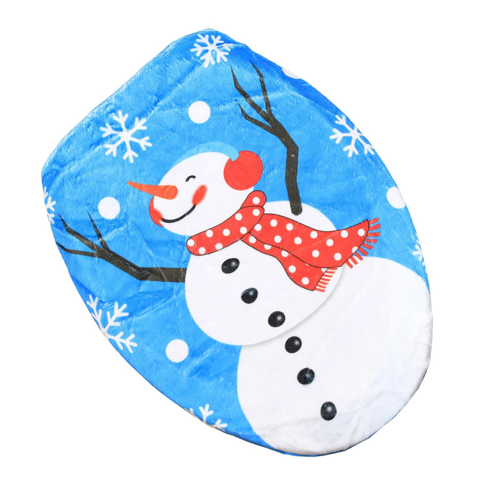 Msioytog Holiday Snowfigure Plan Toilet Lid Protect Comfortable Polyster Substance Quick Arrange Machine Launderable Bathroom Addition Installation Machine Washable for Winter