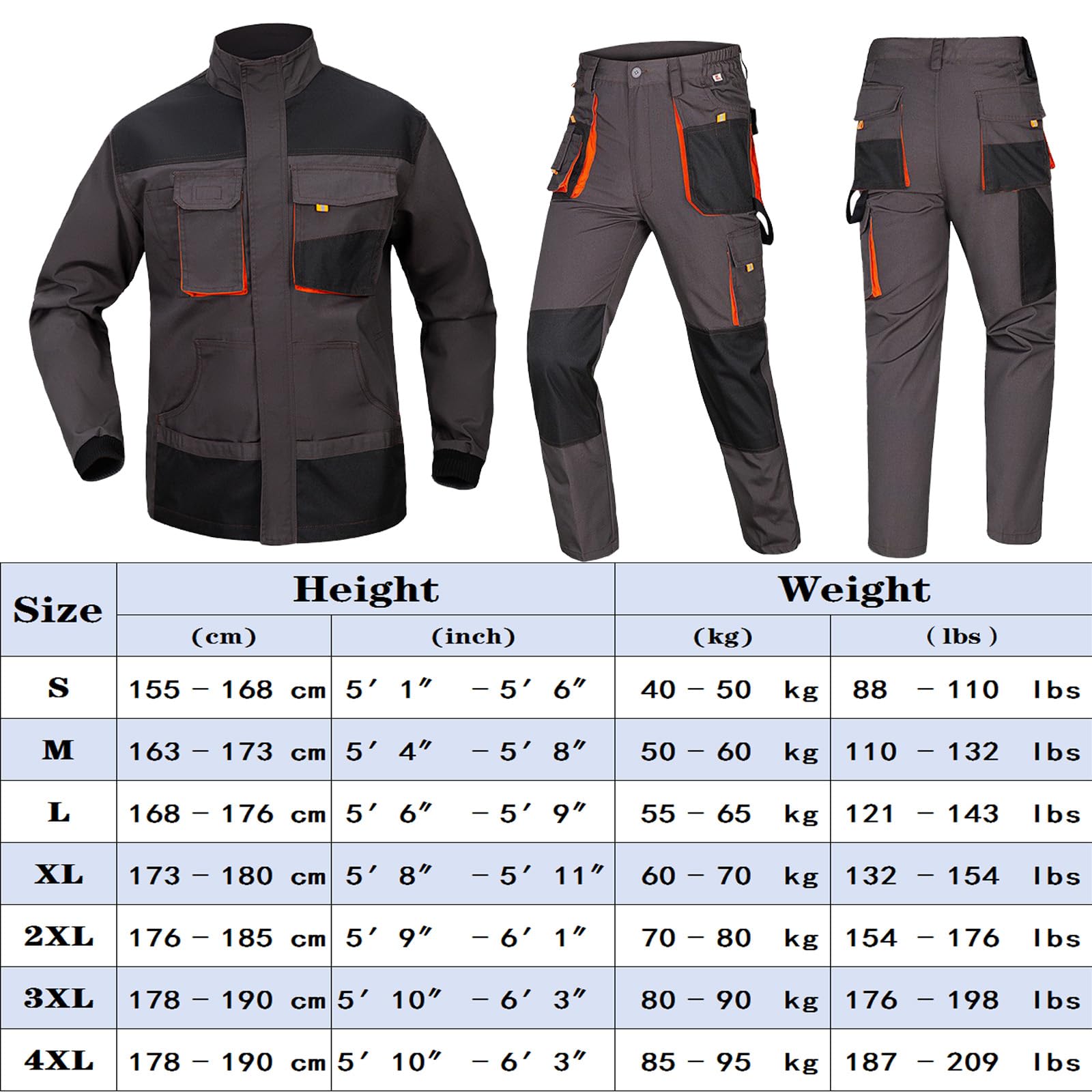 Mono De Manga Larga Overol De Trabajo Duradero Chaqueta Y Pantalones Ropa De Trabajo Con Bolsillos De Herramientas Y Coderas Y Rodilleras