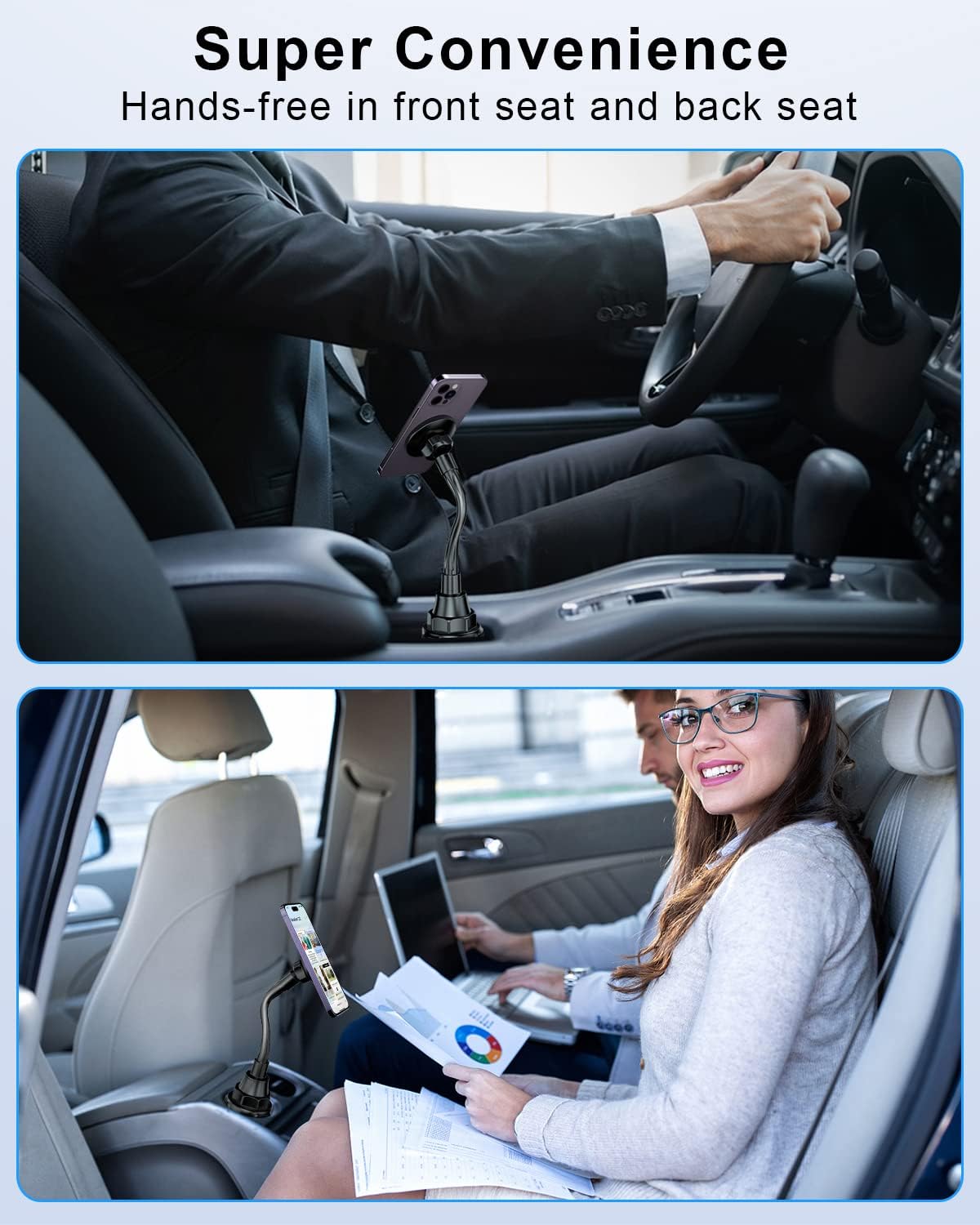 SUPERONE Soporte para teléfono MagSafe para Coche, [20 imanes más Fuertes] Soporte de teléfono Ajustable con Cuello de Cisne para Coche, Compatible con iPhone 16, 15, 14, 13, 12, Series MagSafe y