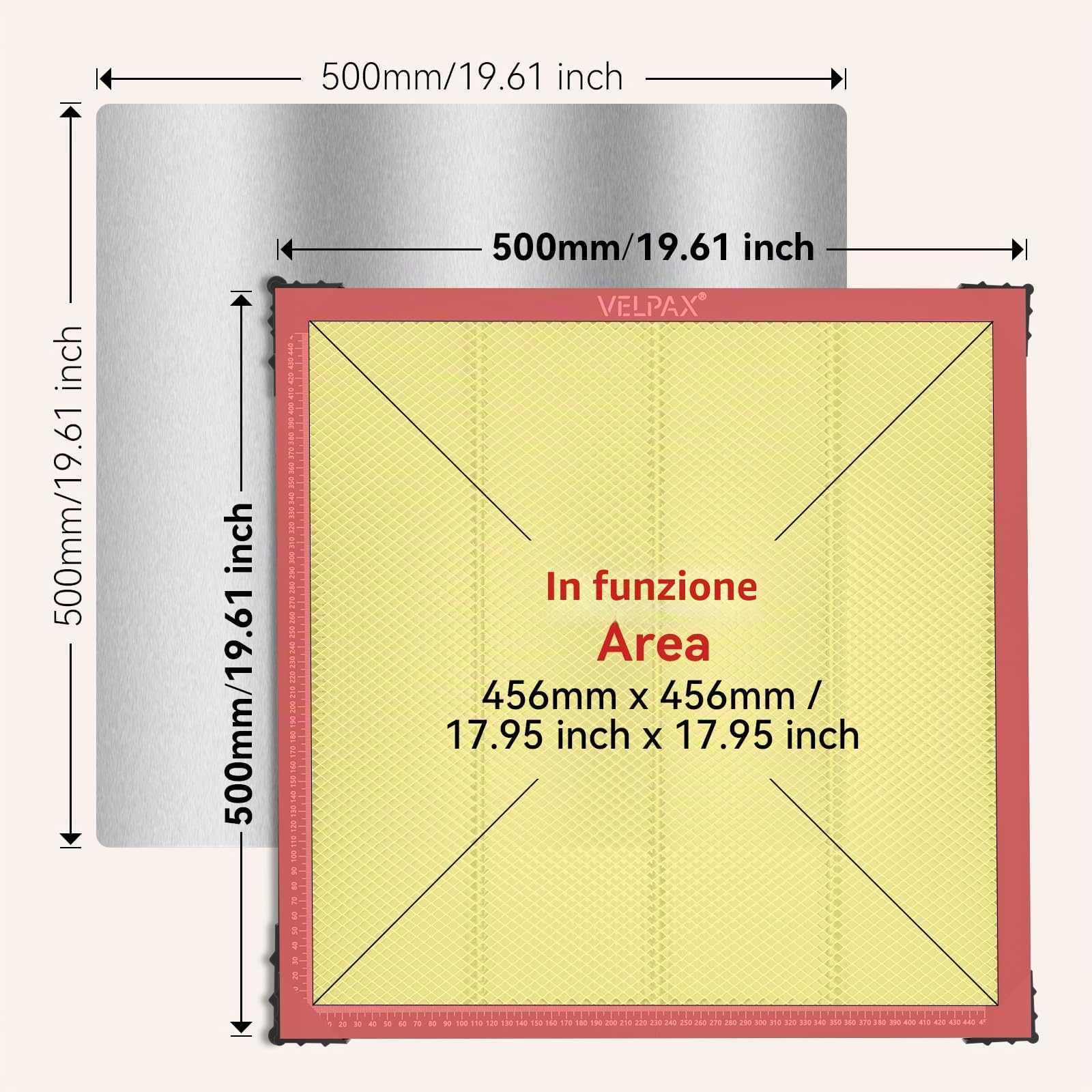 Tavolo a Nido d'Ape 500x500mm per Incisore Laser, Piattaforma di Lavoro Laser con Piastra in Alluminio, Rapida Dissipazione del Calore e Protezione Tavolo