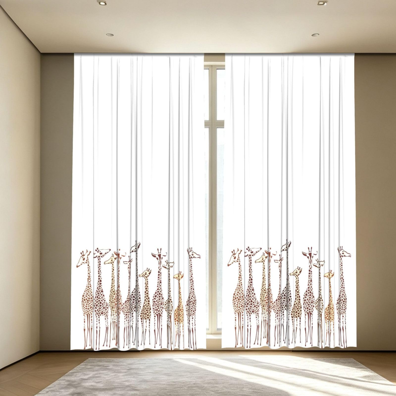 Yyoretp Cute Cartoon Funny Giraffes Print Blackout Curtains for Living Room Bedroom Thermal Insulated Window Drapes.
