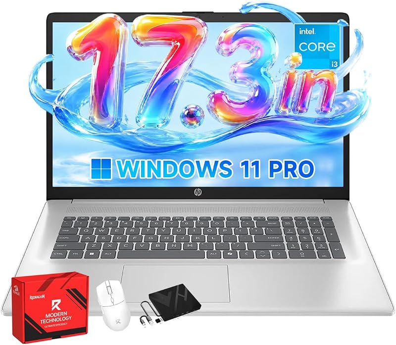 17.3" Laptop for Business and Students 2025 • FHD Anti-Glare Display • Intel (8-Core) i3 - N305 Fast Charge • Win 11 Pro • Wi-Fi 6 • Copilot AI • Numeric Keypad • 8GB RAM • 512GB SSD