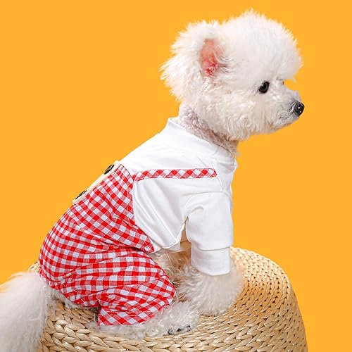 Camisa a cuadros para perro, overol de verano para cachorros, overol con pechera clásica, traje para chihuahua, Yorkies, cumpleaños, vacaciones,