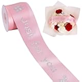 Pink Glitter Satin Ribbon with Printed Just for You-2 Inch x 10 Yards Pink Ribbon for Gift Wrapping, Bouquet, Crafts, Christmas, Wedding, Birthday, Anniversary and Party Decorations
