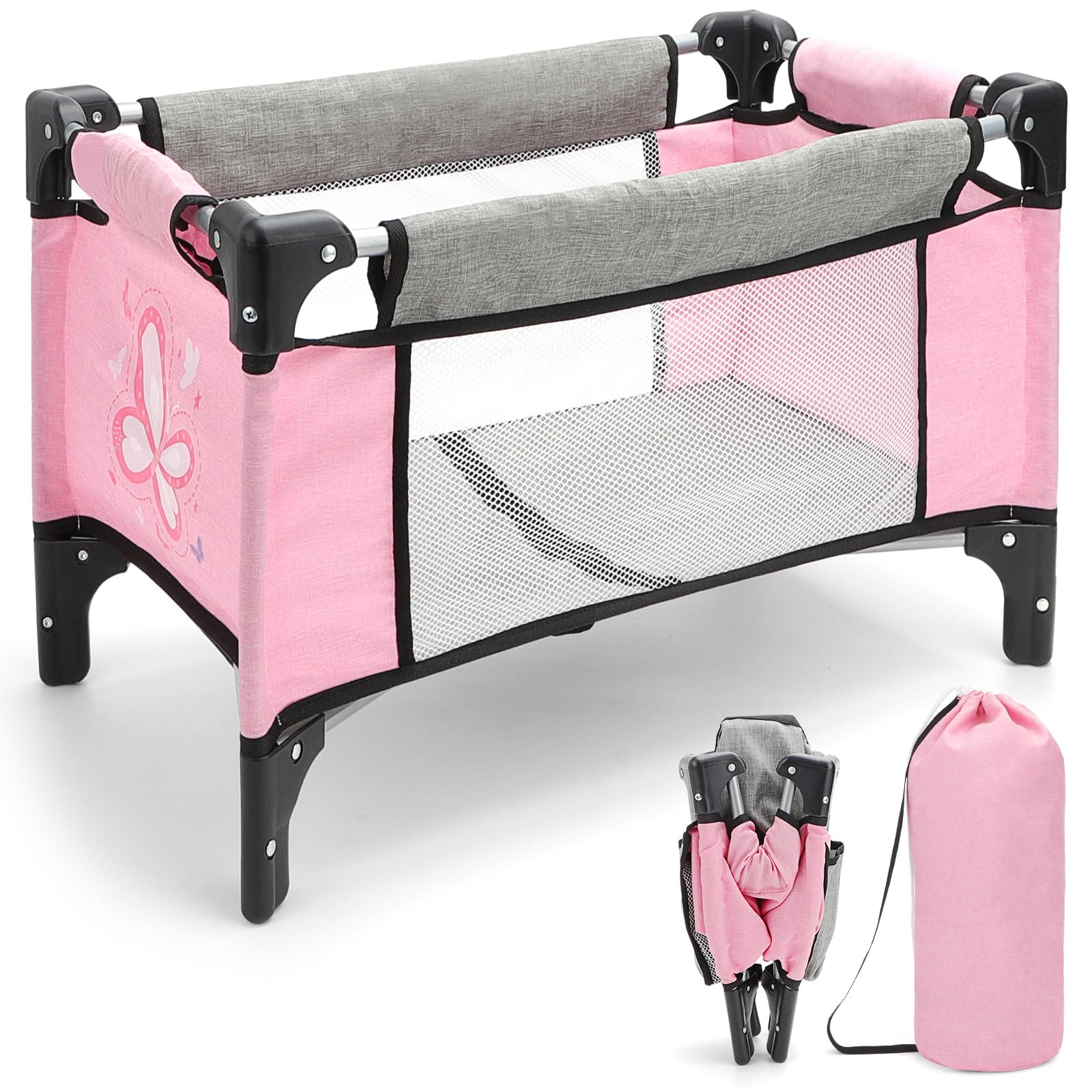 Foldable Baby Doll Cot for Kids, Fits Dolls Up to 21'' (Doll Not Included) — image 1