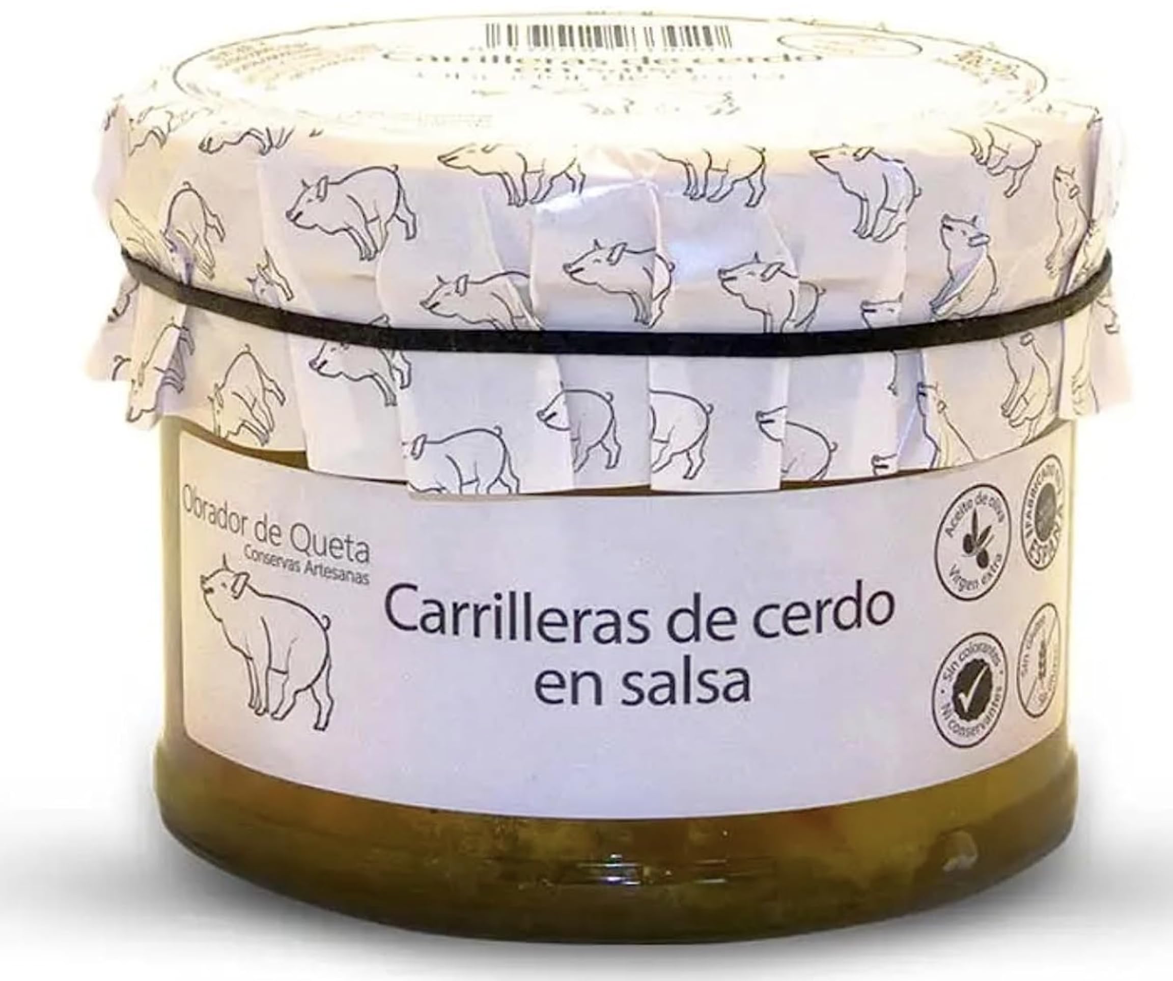 Carrilleras de cerdo al vino blanco. Conservas Gourmet. Carrilleras estofadas 440grs (Pack de 4). Receta familiar, casera y artesana. Regalo original para todos. Producto 100% elaborado en España.
