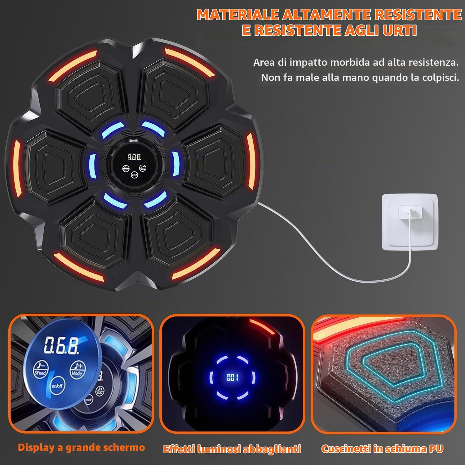 snawowo Music Boxing Machine Adulti - 9 Velocità di 9 Modalità Macchina da Boxe Musical Pugile con Guanti - LED Musica Bluetooth Boxe Allenamento per Casa