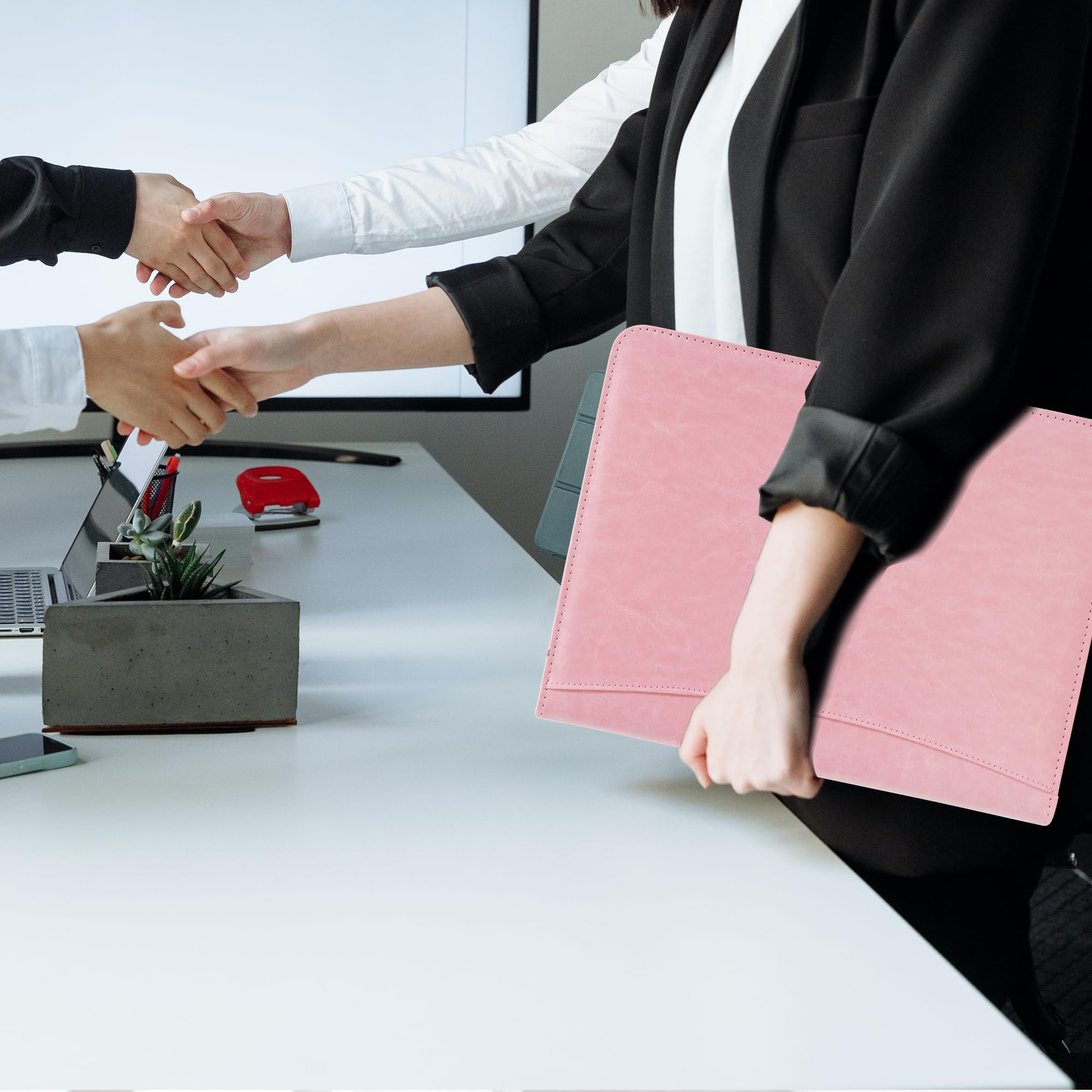 GraduatePro Porta Documenti A4 Pelle Portablocco Con Pinza Impermeabile Rosa