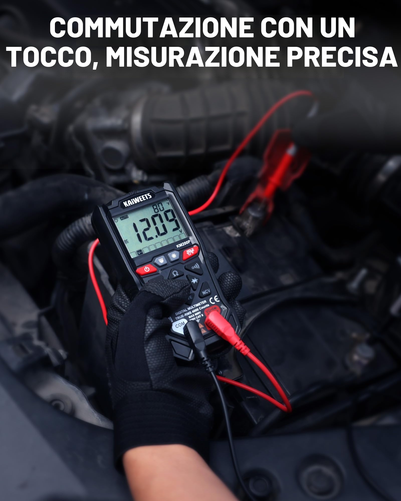 Multimetro Digitale 4000 Conteggi KAIWEETS, Voltmetro Intelligente con Gamma Automatica, Operato a Pulsanti con Test NCV e Filo Sotto Tensione, Tester Tensione CA/CC per Fai Da Te Elettrico