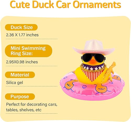 Miniatura 9 de wonuu Decoración de fiesta de pato de goma para automóvil, sombrero de vaquero espacial con purpurina brillante, accesorios para tablero de