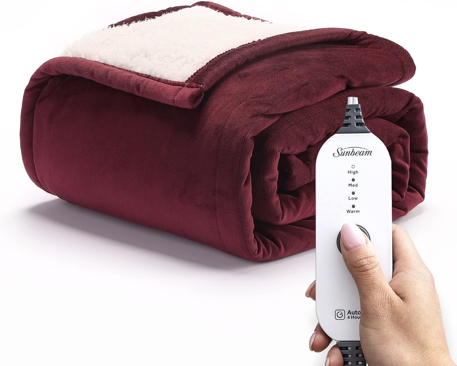 Amazon Sunbeam Reversible Sherpa/Mink Heated Throw, TRT8WR