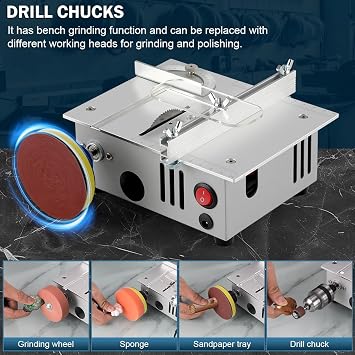 Mini table Saw,mini Table Saws for Crafts, Mini Multi Functional Table Saw, Dual-motor control for cutting, grinding,engraving and drilling.Speed & Angle Adjustable,for Wood/PCB/Acrylic/Plastic