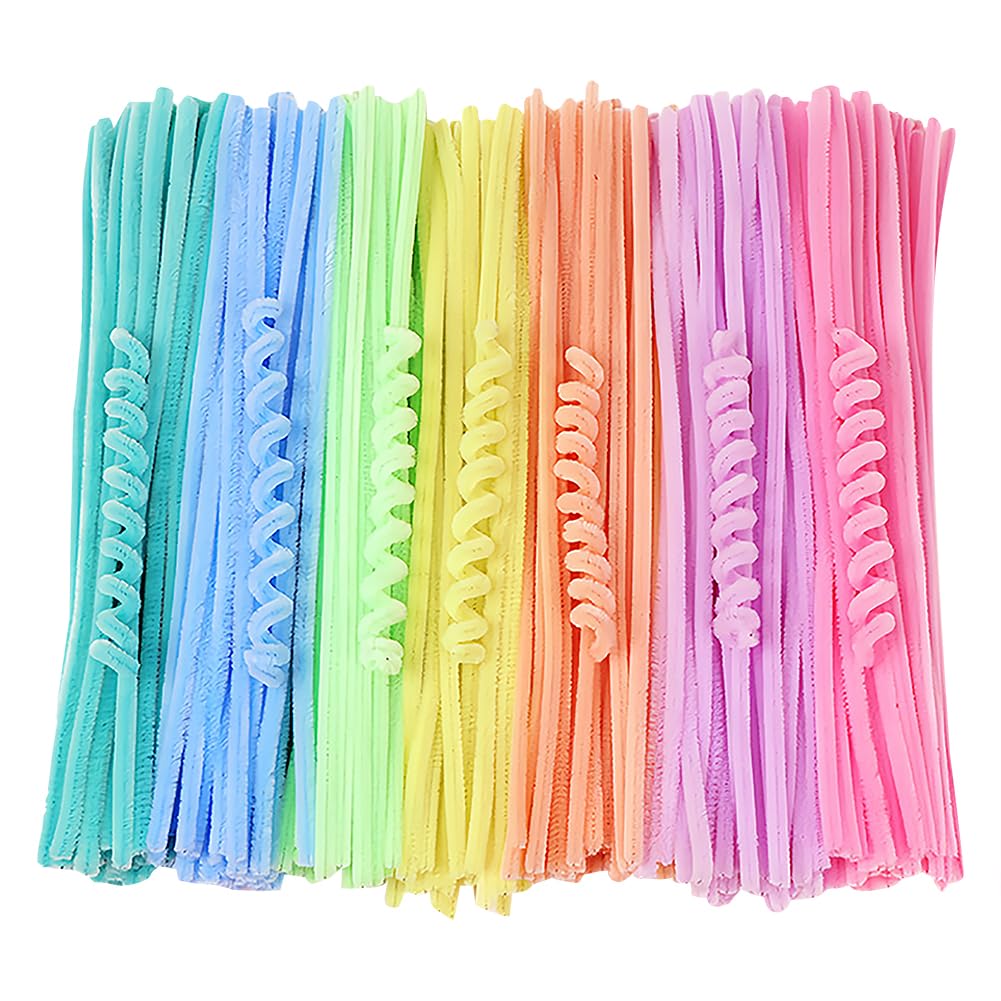 UUYYEO 200 Pieces 30cm Long Pipe Cleaners Thick Craft Chenille Stems Fuzzy Chenille Sticks Crafting Pipe Cleaners Kids Creative Craft Supplies Mother's Day Arts and Crafts Pastel