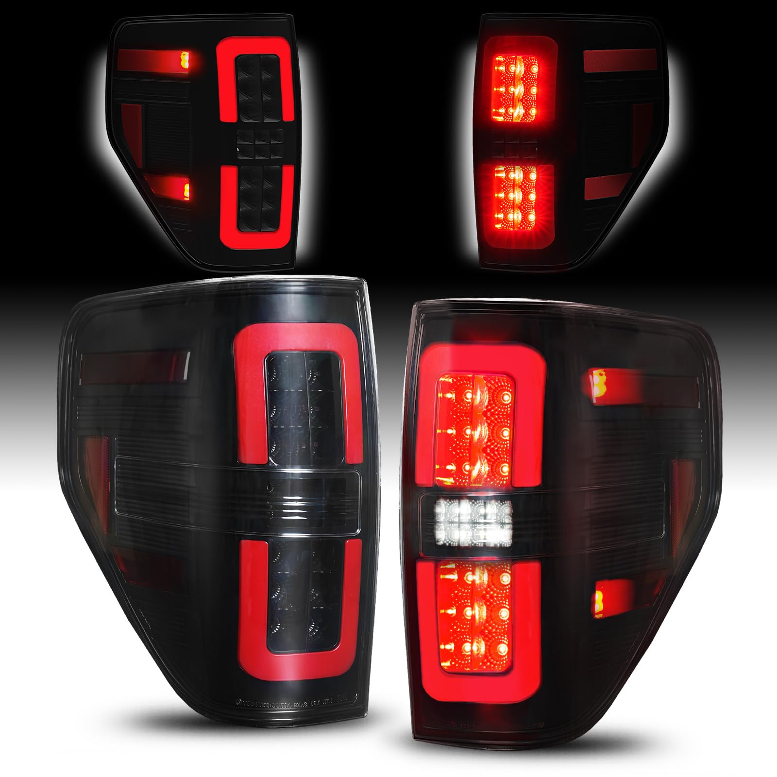 autoone - for 2009-2014 ford f150 led tail light assembly f-150 upgraded taillights compatible with 2009 2010 2011 2012 2013 2014 ford f-150, driver & passenger side