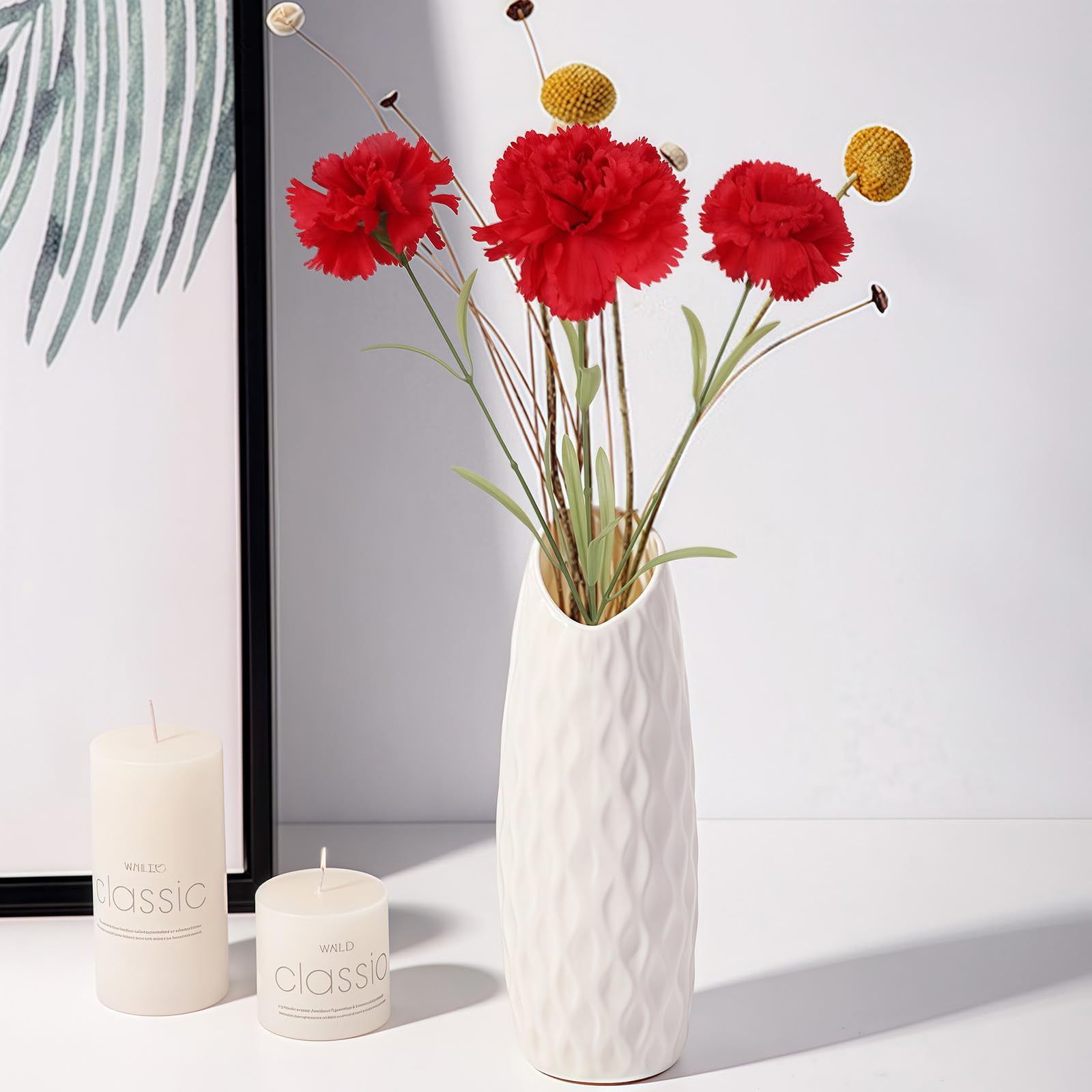 IPOPU Künstliche rote Nelken, 8 Stück, Seidenkortionen, rote Blumen mit langem Stiel für hohe Vasen, rote künstliche Nelken für Hochzeitssträuße, Zuhause, Tischdekoration, Blumenarrangements (rot)