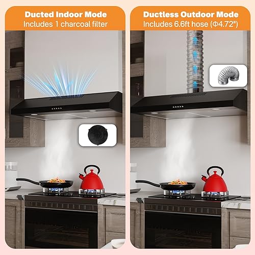 Miniatura 5 de Campana extractora debajo del gabinete de 30 pulgadas, ventilador de escape de cocina de perfil ultra delgado, convertible con conductossin