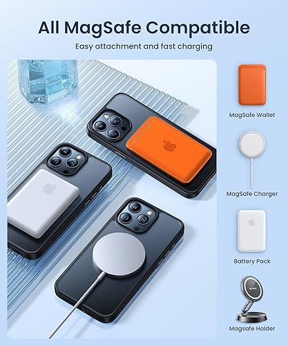 Miniatura 4 de Danmus Funda para iPhone 15 Pro con soporte de anillo de 360 compatible con MagSafe protección militar contra caídas, funda magnética a prueba de