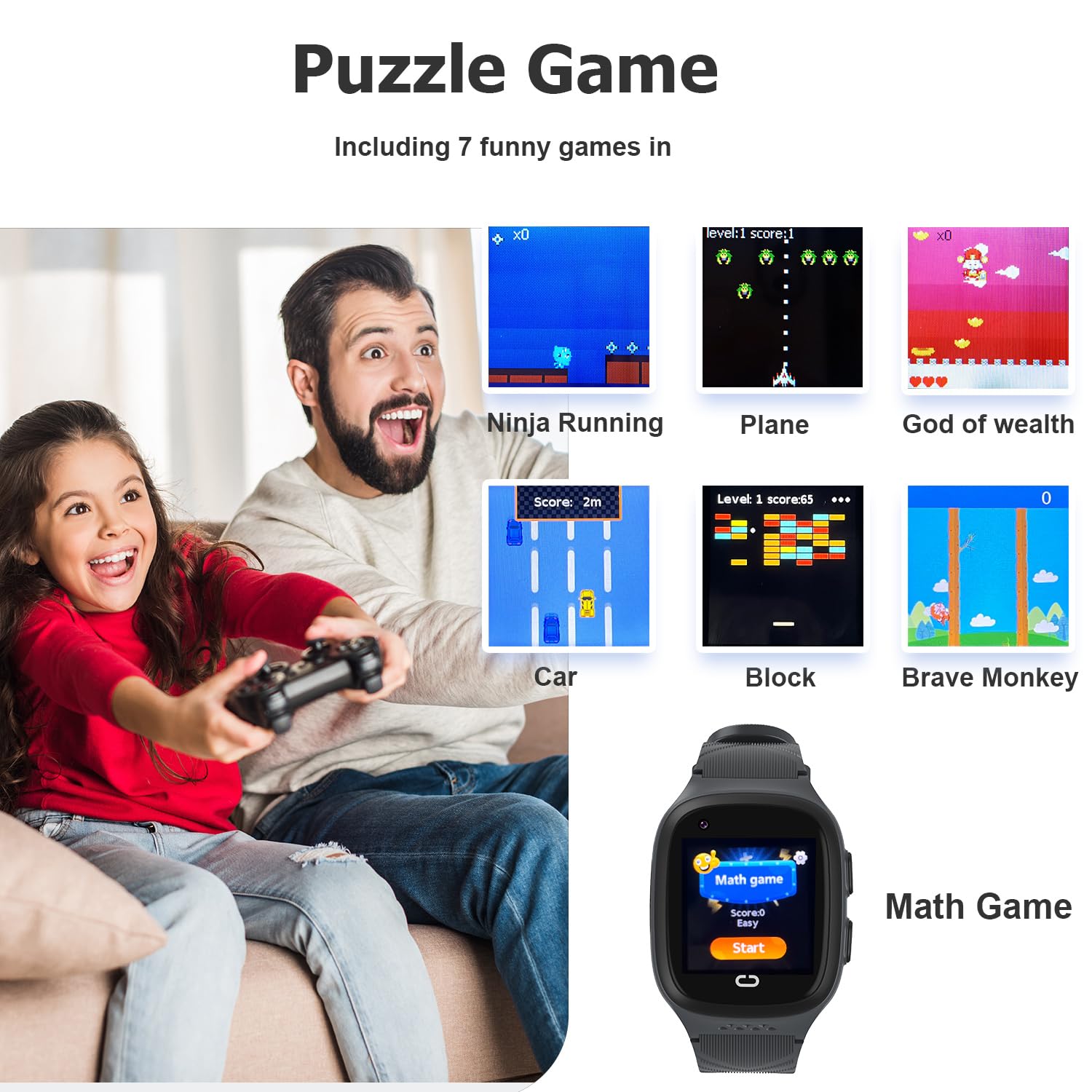 4G Montre intelligente GPS pour enfants avec appel bidirectionnel, appels vidéo, jeux, chat vocal, SOS, mode école, podomètre, géo-clôture, écran tactile, réveil, montres intelligentes pour garçons et