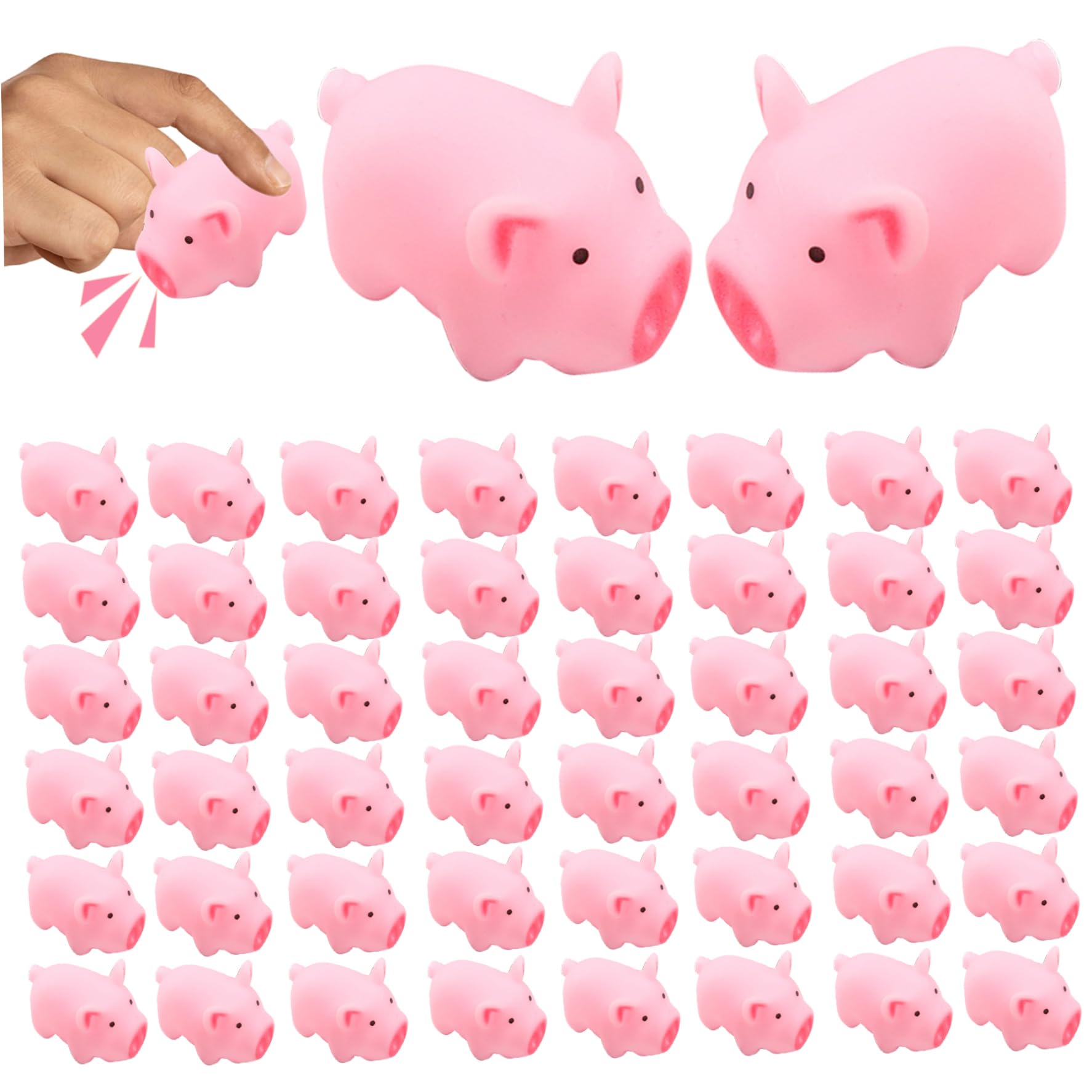 50 Pcs Mini Rubber Pigs Mini Resin Pigs Bath Toy Float Squeak Piggy Baby Bathtub Toys Gift for Halloween,Christmas,Farm Animal Party Favor Style1