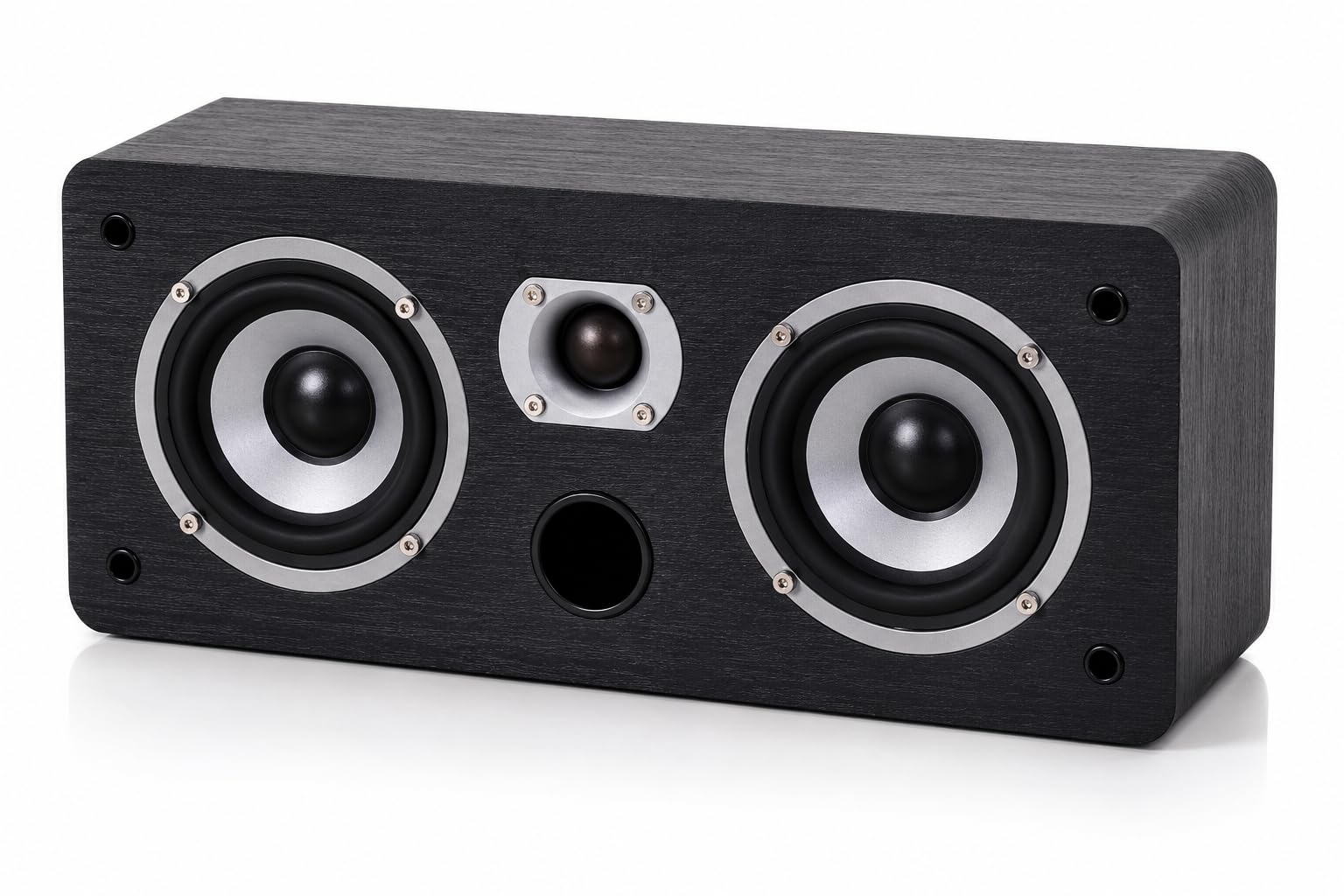 Dynavoice Magic CR-4 Schwarz Matt – Center Lautsprecher Passiv 2-Wege, 2x4 Woofer + 1" Tweeter, Nur 11 cm Tief, Front Bassreflex, für Heimkino.