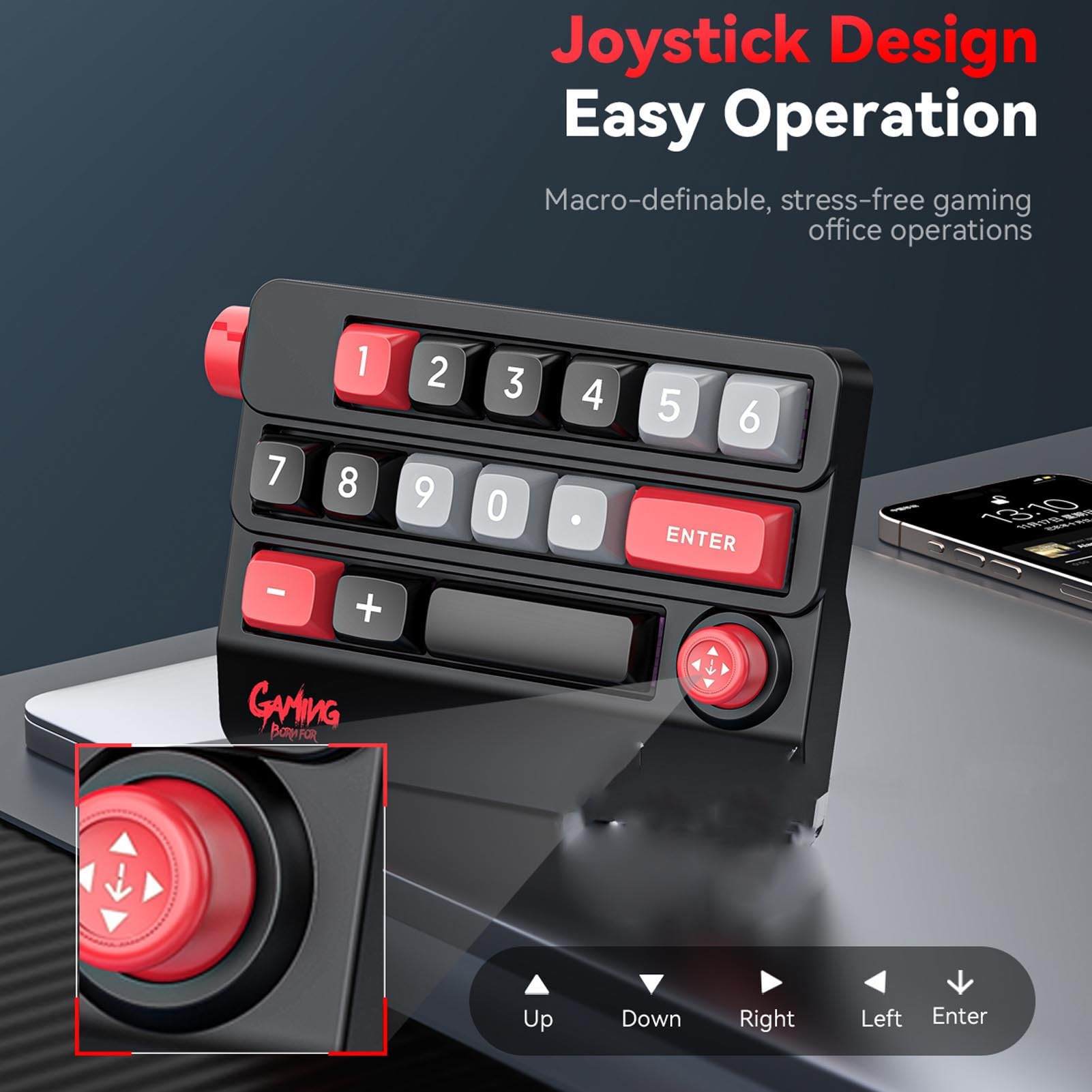 Sxhlseller Pavé Numérique Mécanique, 19 Touches, Clavier Numérique Filaire USB Remplaçable à Chaud avec Touches Macro Programmables et Contrôle par Joystick, pour PC, Ordinateur Portable, (Black)
