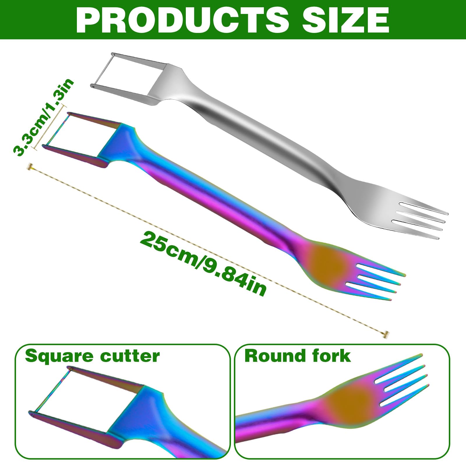 Lot de 2 coupe-pastèques en acier inoxydable portable 2 en 1, convient pour les fêtes de famille
