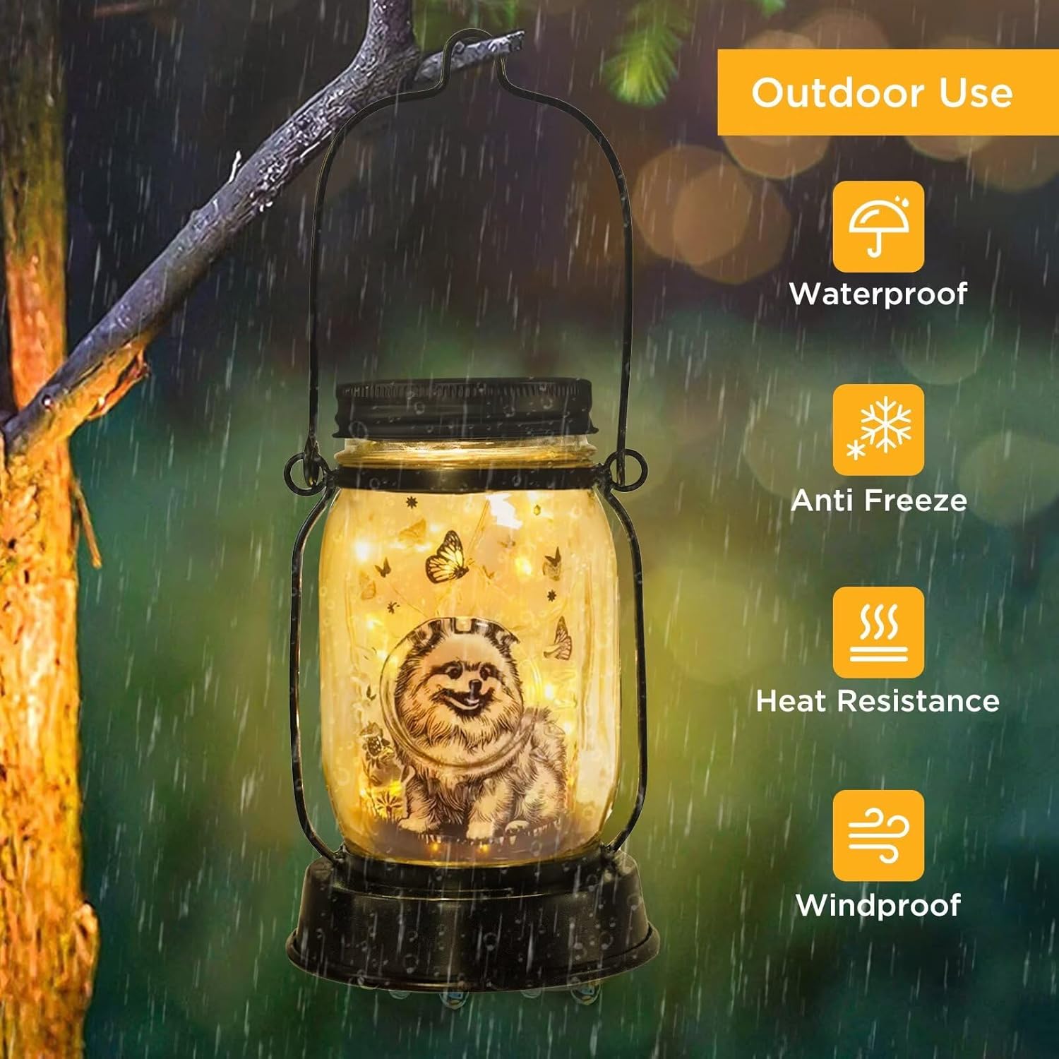 Pomeranian Gifts for Women/Men Pomeranian Solar Lanterns Dog Mom Birthday Dog Lovers Lantern Pet Loss Pet Memorial Lights Solar Garden Decoration for Yard, Patio,Backyard,Porch Torches - Image 5