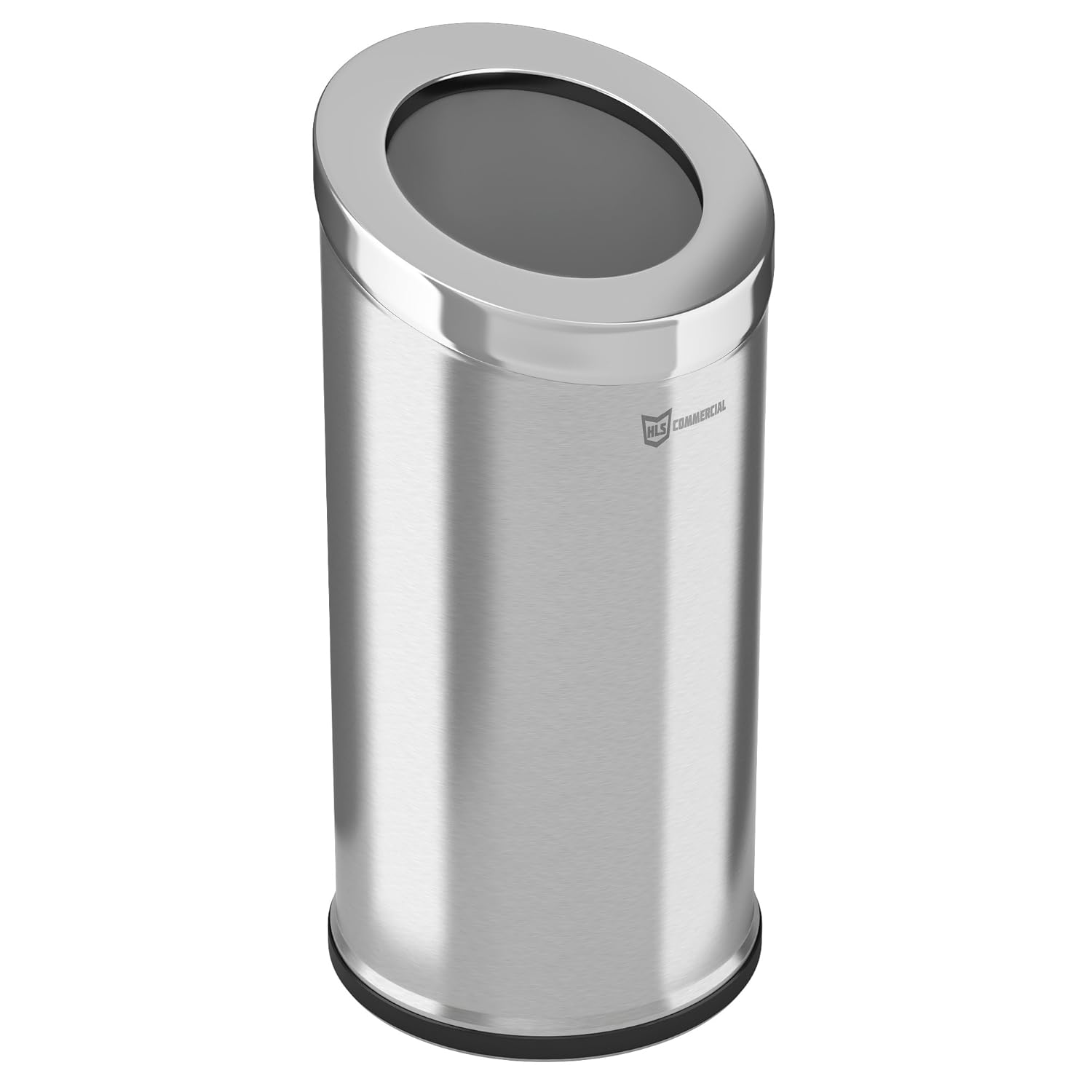 15 Gallon Round Beveled Open Top Trash Can (Black Powder-Coated Steel)