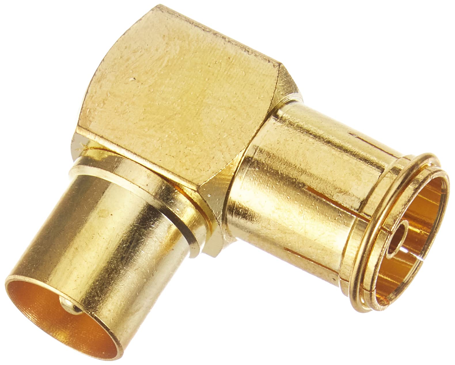 Adattatore Angolo 90 Gradi Conecto Per Antenna TV IEC Spina E Presa Dorata Adattatore Angolo 90 Gradi Conecto Per Antenna TV IEC Spina E Presa Dorata